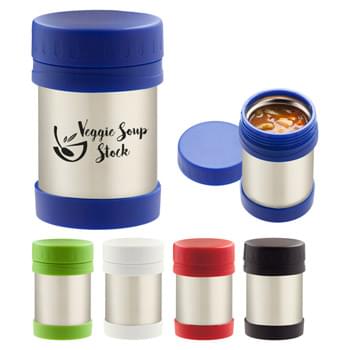 12 Oz. Stainless Steel Insulated Food Container - CLOSEOUT! Please call to confirm inventory available prior to placing your order!<br />Double Wall Construction For Insulation Of Hot Or Cold Contents | Screw On Spill-Resistant Lid | Do Not Microwave | Dishwasher Safe | Meets FDA Requirements | BPA Free