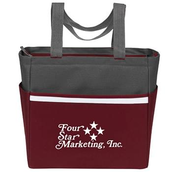 Two-Tone Accent Zip Tote