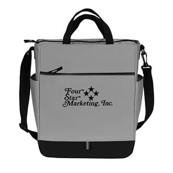 Zippered Crossbody Tote - Made of Poly 300D Ripstop PU (PVC free). Functional zippered large compartment tote bag. Front zippered pocket for more storage w/reflective accent loop (fits up to a 10” tablet w/case), - Self fabric deep pocket on both sides for water bottle or additional items. Semi-detachable/adjustable shoulder strap & carry handles. Meets CPSIA & Prop65 on Lead & Phthalates. Spot Clean/Air-Dry.