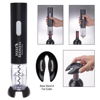 Electric Wine Opener - Made Of ABS And Silicone | Visual Uncorking Process | Cordless System With 2-AA Batteries Included | Foil Cutter Included To Quickly Remove Foil Seals. | Hand Wash Recommended