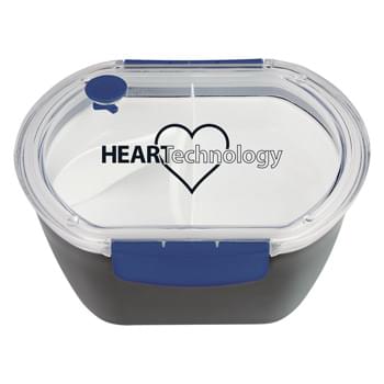 Oval Lunch Set - Includes Foldable Plastic Spoon | Durable Lid With Side Clips For A Tight Seal | Removable Tray With 2 Compartments To Keep Food Separate And Safe | Built-In Steam Vent | Microwave Safe | Meets FDA Requirements | BPA Free | Hand Wash Recommended
