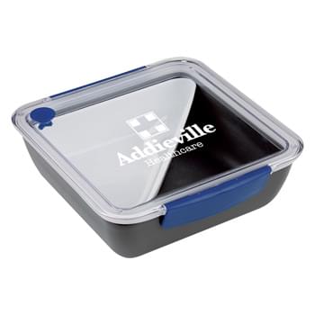 Square Lunch Set - Includes Plastic Fork | Durable Lid With Side Clips For A Tight Seal | Removable Tray To Keep Food Separate And Safe | Built-In Steam Vent | Microwave Safe | Meets FDA Requirements | BPA Free | Hand Wash Recommended