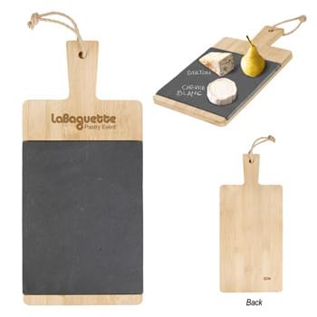 Bamboo & Slate Charcuterie Cutting Board - Protect Your Countertops By Using This Easy-To-Store Cutting Board   | Meets FDA Requirements  | Hand Wash Recommended