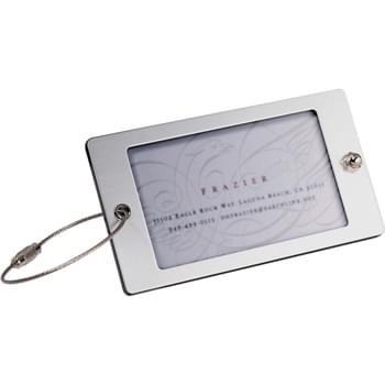 Steel Threads Acrylic Identification Tag - Secures with metal cord. Holds standard business card.