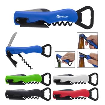 4-In-1 Waiter's Knife - Functions As A Metal Bottle Opener, Can Opener, Corkscrew And Knife