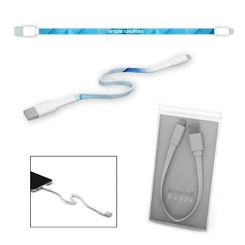 Branded Micro USB Cable - Fully Customizable   | Add Your Logo To One Of 8 Stock Designs Or Design Your Own   | 9 Ã‚Â¾" Flat USB to Micro USB Cable