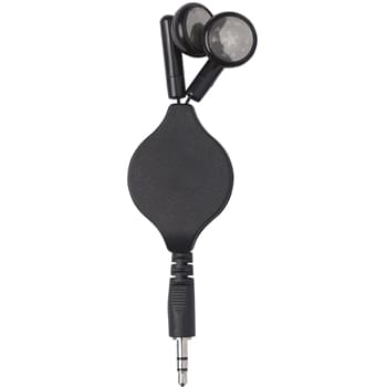 Retractable Ear Buds - CLOSEOUT! Please call to confirm inventory available prior to placing your order!<br />Works With Most Audio Devices | Pull To Extend And Retract | Small Size Is Great For Pocket, Purse Or Travel Bag | 27" Cord