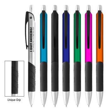 Maze Pen - CLOSEOUT! Please call to confirm inventory available prior to placing your order!<br />Plunger Action | Rubber Grip For Writing Comfort And Control