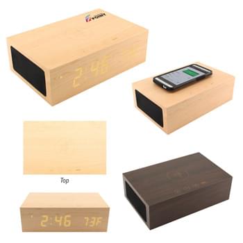 BlueSequoia Alarm Clock With Qi Charging Station And Wireless Speaker - Charge Qi Enabled Devices Wirelessly By Placing Compatible Device On Top Of Power Bank | Wireless Speaker Featuring High Definition BluetoothÃ‚Â® 2.1+EDR Technology   | Simply Pair With Your Device To Enjoy Dynamic Stereo Sound   | Features High Definition Sound With A Built-In Microphone For Easy Hands-Free Calling  | Perfect For Your Home Or Office Activities   | Melody Alarm With Adjustable Volume And Snooze Function   | Built-In Thermometer (Celsius/Fahrenheit)  | Pairs From Up To 30 Feet Away   | Featu