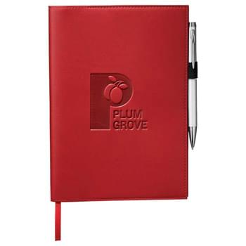 Pedova Refillable JournalBook - Refillable journal with elastic pen loop. Ribbon page marker. Business card slot. Includes 80 sheets of white lined paper. Refills available on leedsworldrefill.com, 9091-98RF.