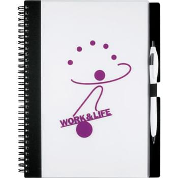 Essence Large JournalBook - 70 sheets of spiral bound lined paper. Elastic pen loop. Important contacts page and calendar.