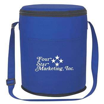 Non -Woven Round Kooler Bag - Made Of 80 Gram Non-Woven, Coated Water-Resistant Polypropylene | Foil Laminated PE Foam Insulation | Insulated To Keep Contents Cold | Front Pocket | Adjustable Shoulder Strap | Holds Up To 12 Cans | Spot Clean/Air Dry