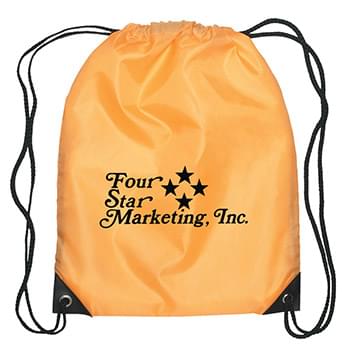 Small Sports Pack - Drawstring Sports Pack Made Of 210D Polyester Construction With Contrasting Simulated Leather Reinforcement Black Trim At The Corners | Spot Clean/Air Dry