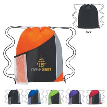 Tri-Color Sports Pack - Made Of 210D Polyester | Large Front Pocket And Side Mesh Pocket | Drawstring Closure | Spot Clean/Air Dry