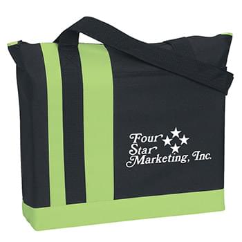 Tri-Band Tote Bag - Made Of 600D Polyester | Large Front Pocket | 29" Handles | Top Zippered Closure | Generous Size Tote | Spot Clean/Air Dry