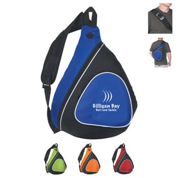 Sling Backpack - Made Of Combo: 600D Polyester And 420D Nylon Dobby | Adjustable Padded Shoulder Sling With Mesh Pocket And Web Carrying Handle | Large Front Zippered Pocket | Outside Mesh Pocket | Built-In Slot For Earbuds | Zippered Main Compartment | Spot Clean/Air Dry