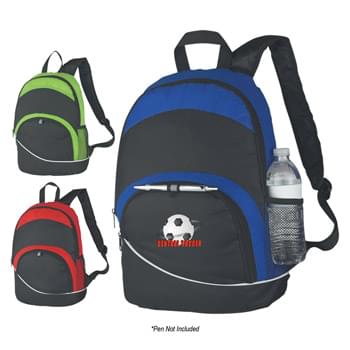 Curve Backpack - Made Of Combo: 600D Polyester And Dobby Non-Woven | Adjustable Padded Shoulder Straps And Web Carrying Handle | Side Mesh Pocket | Front Zippered Pocket | Loop For Attaching Pen Or Keys | Zippered Main Compartment | Spot Clean/Air Dry