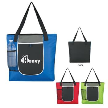 Roundabout Tote Bag - Made Of Combo: 600D Polyester And Jacquard | Large Front  Pocket | Front Mesh Pocket | Loop For Attaching Pen Or Keys | 23" Handles | Spot Clean/Air Dry