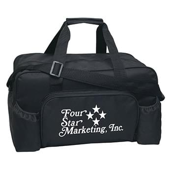 Econo Duffel Bag - Made Of 600D Polyester | Large Zippered Top Opening | Two Side Pockets For Cell Phone, Water Bottle, Etc. | Large Front Zippered Pocket | Adjustable Shoulder Strap | Two Web Carrying Handles With VelcroÂ® Closure | Spot Clean/Air Dry
