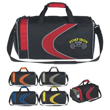 Sports Duffel Bag - Made Of Combo: 600D Polyester And Microfiber Mesh | Zippered Main Compartment | Detachable/Adjustable Shoulder Strap And Web Handles With Hook And Loop Closure Comfort Grip | Side Zippered | Front Zippered Pocket | Side Mesh Pocket For Water Bottle, Cell Phone, Etc. | Spot Clean/Air Dry