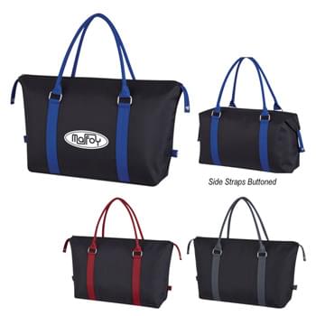 Rockway Duffel Bag - CLOSEOUT! Please call to confirm inventory available prior to placing your order!<br />Made Of 100% Polyester | 190T Polyester Lining | Zippered Main Compartment  | Snap-Down Sides | 23" Web Carrying Handles | Spot Clean/Air Dry