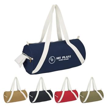 Cotton Duffel Bag - CLOSEOUT! Please call to confirm inventory available prior to placing your order!<br />Made Of 16 Oz.Cotton Canvas   | Zippered Main Compartment   | Side Zippered Compartment   | 29" Carrying Handles   | Spot Clean/Air Dry