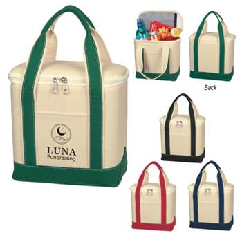 Small Cotton Canvas Kooler Bag - Made Of 16 Oz. Canvas | PEVA Lining | 16" Carrying Straps | Front Pocket | 2 Inside Mesh Pockets | Zippered Top Closure | Compact, About The Size Of A 6 Pack | Spot Clean/Air Dry
