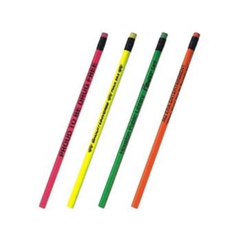 Neon Foreman - Quality #2 pencil comes with a large imprint area. Vivid neon brights with black ferrule and matching neon eraser.