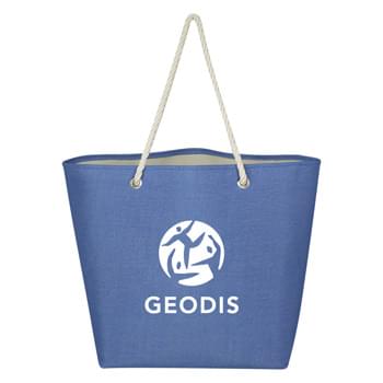 Peddler Jute Tote Bag - Made Of Combo: Polycanvas And Jute | 8 " " Bottom Gusset | 26" Rope Handles | Spot Clean/Air Dry