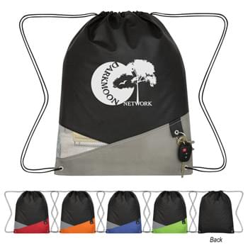 Non-Woven Cross Sports Pack - Made Of 80 Gram Non-Woven, Coated Water-Resistant Polypropylene | Mesh Triangle Accent | Grommet Attachment For Keys, Etc. | Reinforaced Eyelets | Drawstring Closure | Spot Clean/Air Dry