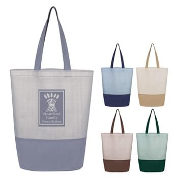 Herringbone Non-Woven Tote Bag - Made Of 80 Gram Non-Woven, Coated Water-Resistant Polypropylene | 6 Ã‚Â¼" Bottom Gusset   | 13 Ã‚Â½" Handles   | Spot Clean/Air Dry