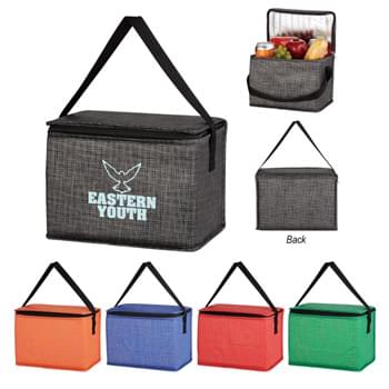 Non-Woven Crosshatched Lunch Bag - Made Of 80 Gram Non-Woven, Coated Water-Resistant Polypropylene | Foil Laminated PE Foam Insulation | 18 Ã‚Â½" Handle | Zippered Main Compartment | Spot Clean/Air Dry