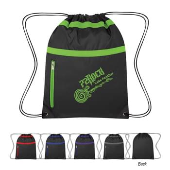 Trinity Drawstring Sports Pack - Made Of 210D Polyester | Front Zippered Pocket | Reinforced Eyelets | Drawstring Closure | Spot Clean/Air Dry