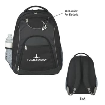 The Ultimate Backpack - Made Of 600D Polyester And Ripstop Material | Adjustable Shoulder Straps And Padded Web Carrying Handle | 3 Front Zippered Compartments | 2 Side Mesh Pockets | Inside Padded Pocket For Laptops Or Tablets | Built-In Slot For Earbuds | Double Zippered Main Compartment With Padded Back | Spot Clean/Air Dry