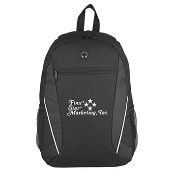 Homerun Backpack - Spot Clean/Air Dry | Made Of 600D Polyester | Adjustable Shoulder Strap And Web Carrying Handle | Double Zippered Main Compartment | Front Zippered Pocket | Side Mesh Pockets | Built-In Slot For Ear Buds