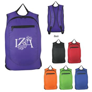 Engage Backpack - CLOSEOUT! Please call to confirm inventory available prior to placing your order!<br />Made Of 210D Polyester | Adjustable Shoulder Straps And Web Carrying Handle | Front Zippered Pocket | Large Zippered Main Compartment | Spot Clean/Air Dry