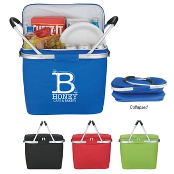 Picnic Fun Collapsible Kooler Basket - Made Of 600D Polyester   | PEVA Lining   | Sturdy Aluminum Tube Carrying Handles With Foam Comfort Grips | Collapsible For Easy Storage   | Double Zippered Main Compartment   | Spot Clean/Air Dry