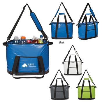 Rugged Waterproof Kooler Bag - Made Of 45C PVC Tarpaulin | PVC Lining With EPE Foam Insulation | Water Resistant Zippered Main Compartment | Front Pocket | Detachable/Adjustable Shoulder Strap And Web Carrying Handles With Hook And Loop Closure Comfort Grip | Waterproof And Resistant To Punctures, Mildew and UV Rays | Holds Up To 24 Cans | Spot Clean/Air Dry