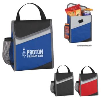 Amigo Lunch Bag - CLOSEOUT! Please call to confirm inventory available prior to placing your order!<br />Made Of 70D Nylon | PEVA Lining | Web Carrying Handle | Front Pocket | Side Mesh Pocket | Hook And Loop Closure | Spot Clean/Air Dry