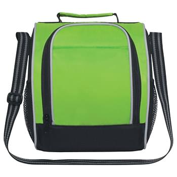 Insulated Lunch Bag - Made Of Combo: 70D Nylon/600D Polyester | Adjustable Shoulder Strap | PEVA Lining | Large Front Zippered Access With Pocket | Two Side Mesh Pockets | Padded Web Handle | Spot Clean/Air Dry