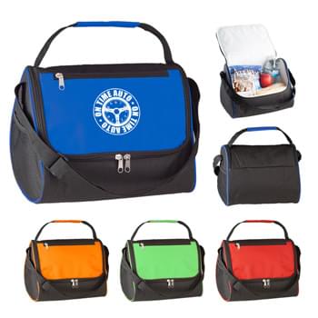 Triangle Insulated Lunch Bag - Made Of 600D Polyester   | PEVA Lining   | Padded Web Carrying Handle   | Adjustable Shoulder Strap   | 2 Side Mesh Pockets   | Outside Front Pocket | Front Zippered Pocket  | Double Zippered Main Compartment | Spot Clean/Air Dry