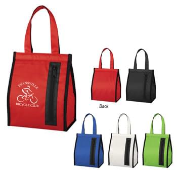 Snack Time Insulated Lunch Bag - CLOSEOUT! Please call to confirm inventory available prior to placing your order!<br />Made Of 420D Polyester | Foil Laminated PE Foam Insulation | Carrying Handles | Front Zippered Pocket | Hook And Loop Closure | Spot Clean/Air Dry