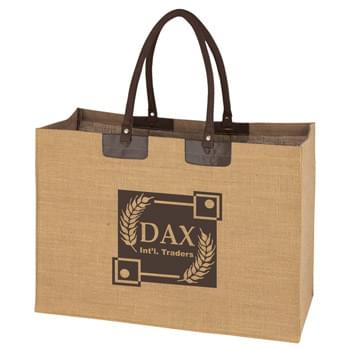 Jumbo Jute Tote Bag - Made From 100% Pure Natural Jute, A Natural Vegetable Fiber | 100% Biodegradable | Inside Pocket | 22 1/2" Padded Cotton Rope Handles | Spot Clean/Air Dry
