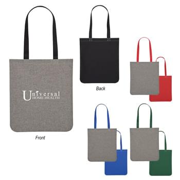 Heathered Two-Tone Brochure Tote Bag - CLOSEOUT! Please call to confirm inventory available prior to placing your order!<br />Made Of 600D Polyester | 23 1/2" Handles | Spot Clean/Air Dry
