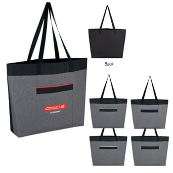 Heathered Tote Bag - Made Of 300D Polyester | Front Pocket | 4 Ã‚Â¾" Bottom Gusset | 28 Ã‚Â½" Handles | Spot Clean/Air Dry