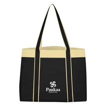 Peoria Tote Bag - CLOSEOUT! Please call to confirm inventory available prior to placing your order!<br />Made Of 600D Polyester | Front Pocket | 22" Handles | Spot Clean/Air Dry