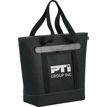 California Innovations® Convertible Cooler Tote - Zippered main compartment holds up to 56 cans. Open front pocket. Heavy-duty ridged base. Convertible carry handle for vertical or horizontal use. Ultra Safe™ leak-proof PEVA lining.