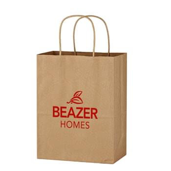 Kraft Paper Brown Shopping Bag - 8" x 10-1/4" - Made Of Kraft Paper | Serrated Top | 4 Ã‚Â¾" Gusset | Reusable | Recyclable | Matching Kraft Twisted-Paper Handles
