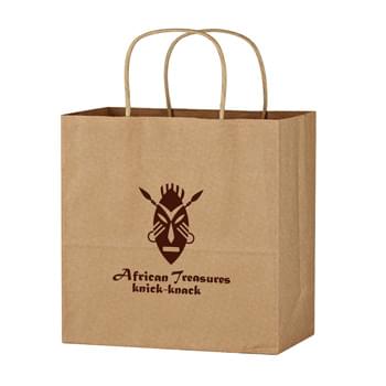 Kraft Paper Brown Wine Bag - 13" x 13" - Made Of Kraft Paper | Serrated Top | 7" Gusset | Reusable | Recyclable | Matching Kraft Twisted-Paper Handles