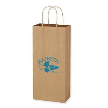 Kraft Paper Brown Wine Bag - 5.25" x 13" - Made Of Kraft Paper | Serrated Top | 3 Ã‚Â½" Gusset | Reusable | Recyclable | Matching Kraft Twisted-Paper Handles